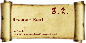 Brauner Kamil névjegykártya